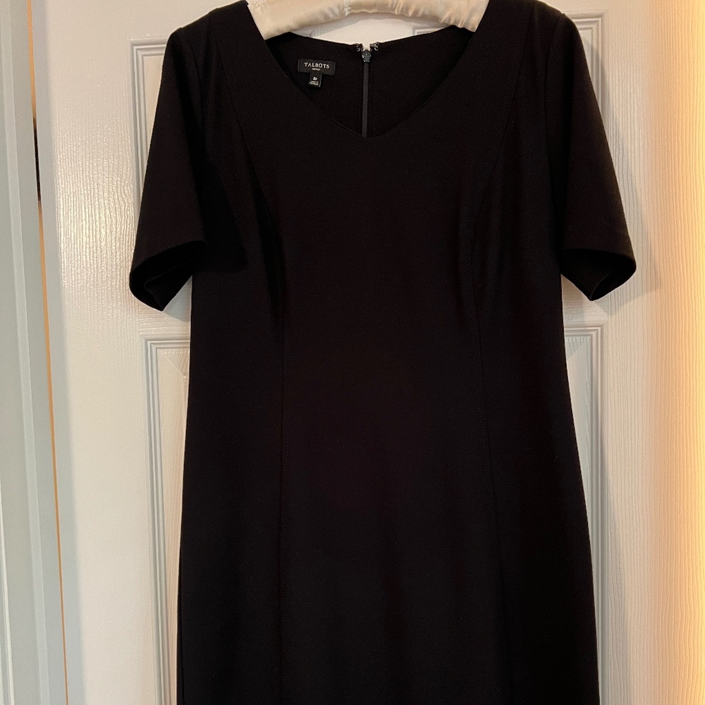 Talbots black short sleeve V neck dress